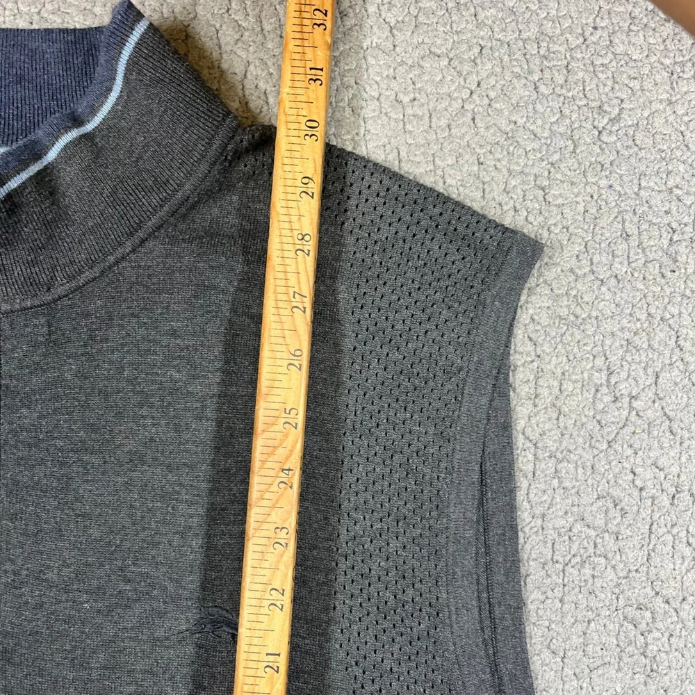 Tommy Bahama Quarter Zip Vest Mens 2XLB Gray Coolmax  Mesh Knit Sweater